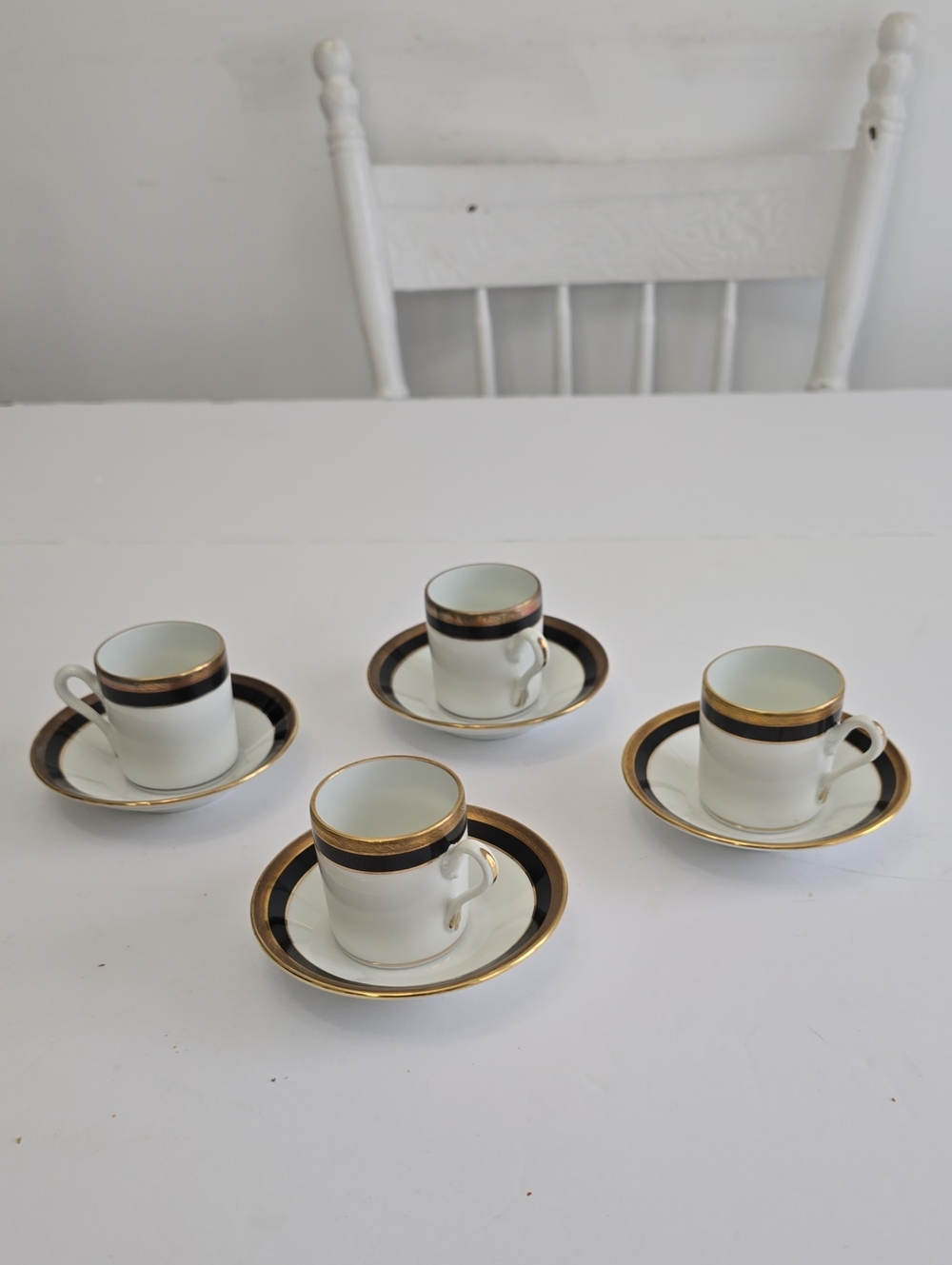 Vintage Richard Ginori Italy Set Of 4 Espresso Demitasse Cups Saucers Porcelain